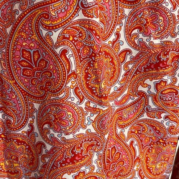 Lands End Paisley Button Down Shirt Size 12 P. Red/Orange - Picture 6 of 9